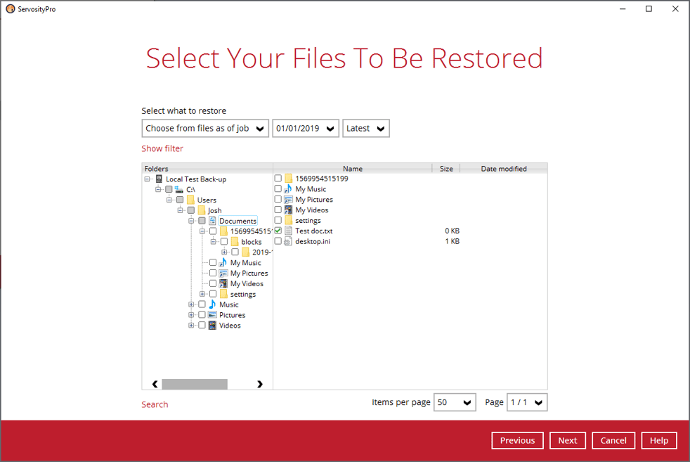Restoring a Servosity File Backup (Classic)